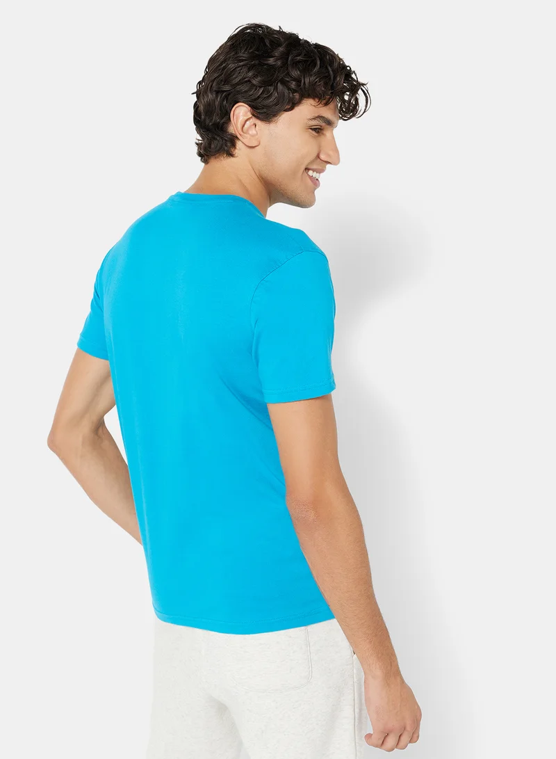 Sivvi x D'Atelier Eco-Friendly Graphic Crew T-Shirt Turquoise Blue