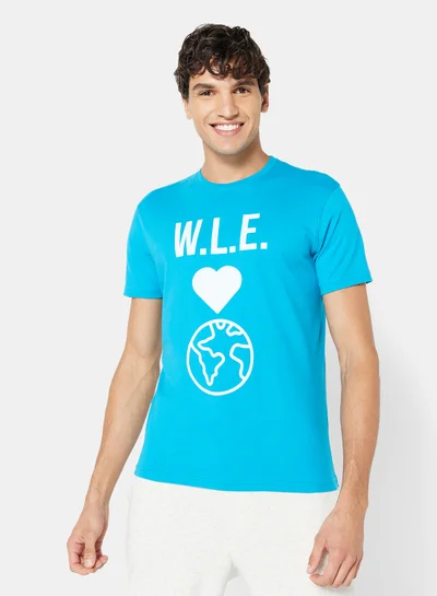 Sivvi x D'Atelier Eco-Friendly Graphic Crew T-Shirt Turquoise Blue