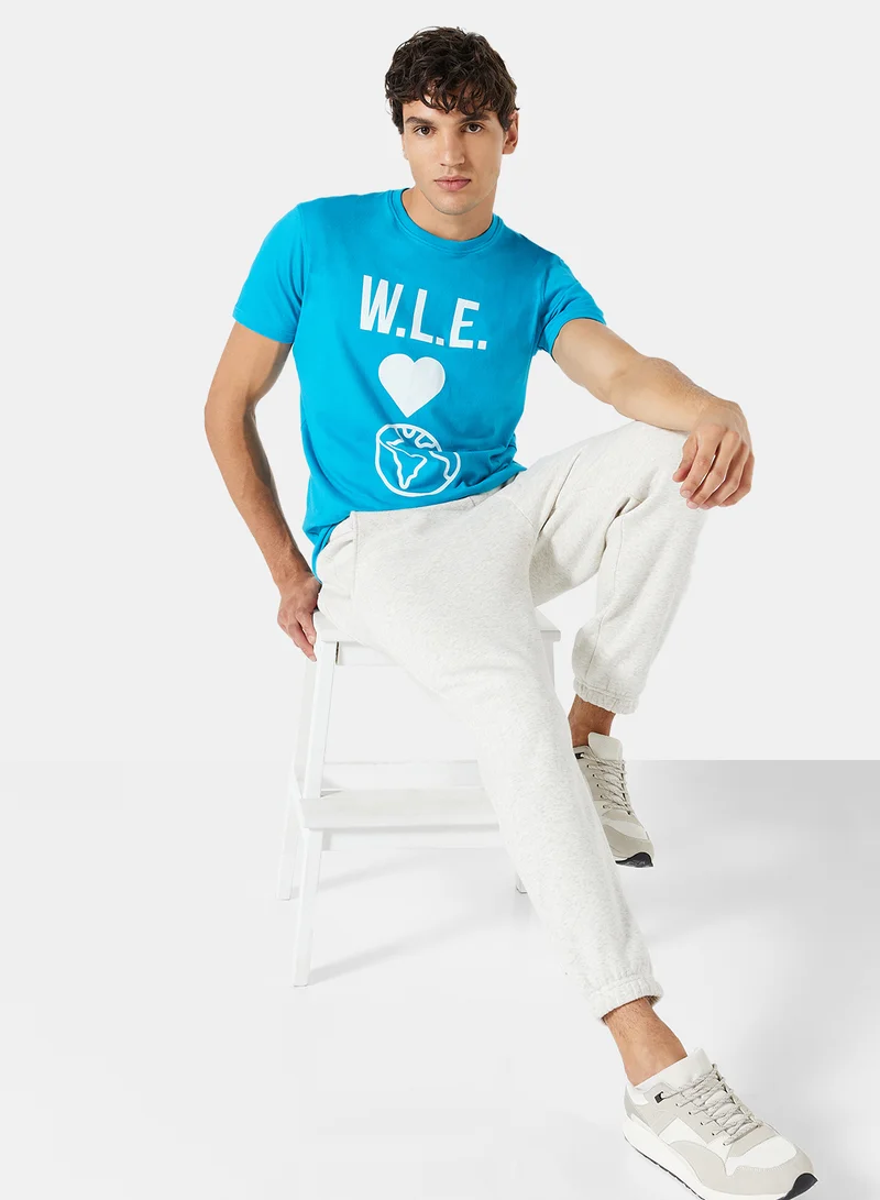 Sivvi x D'Atelier Eco-Friendly Graphic Crew T-Shirt Turquoise Blue