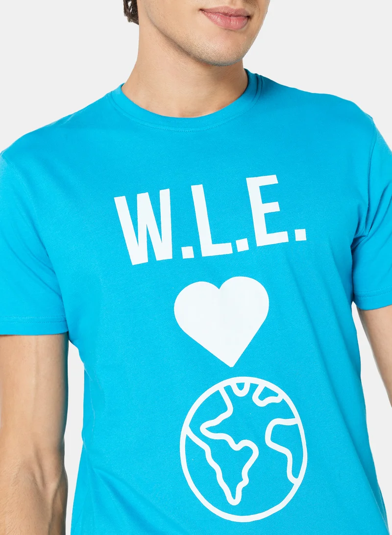 Sivvi x D'Atelier Eco-Friendly Graphic Crew T-Shirt Turquoise Blue