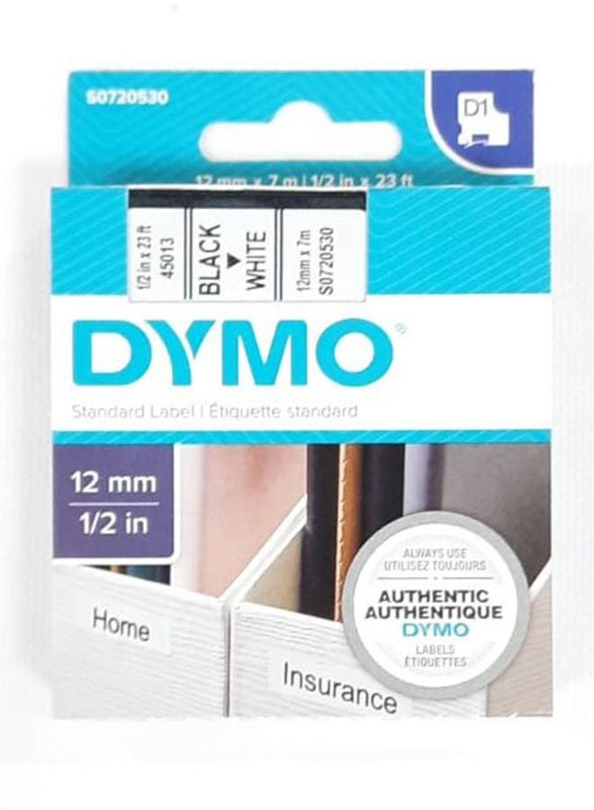 Dymo - Labelling Tape 12 mm x 7 m White/Black - Image 1