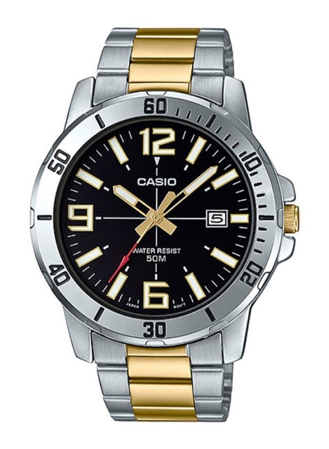 Men's Stainless Steel Round Shape Analog Watch MTP-VD01SG-1BVUDF - 45 mm - Gold/Silver