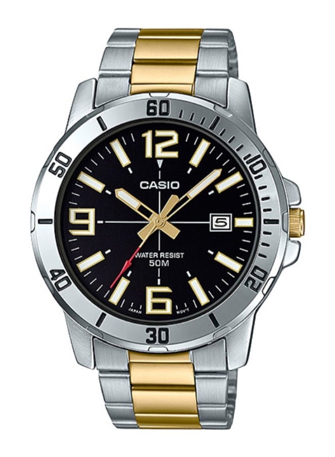 CASIO Men's Stainless Steel Round Shape Analog Watch MTP-VD01SG-1BVUDF - 45 mm - Gold/Silver  - Image 1
