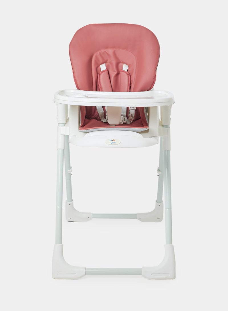 Bebi - Ultra Compact Baby Feeding High Chair Lightweight And Foldable With Multiple Recline Modes Suitable For Babies For 6 Months To 3 Years white/wine red - Image 1