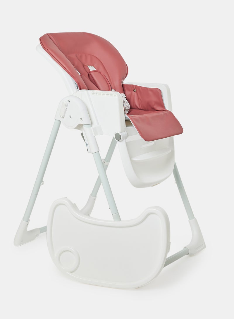 Bebi - Ultra Compact Baby Feeding High Chair Lightweight And Foldable With Multiple Recline Modes Suitable For Babies For 6 Months To 3 Years white/wine red - Image 1