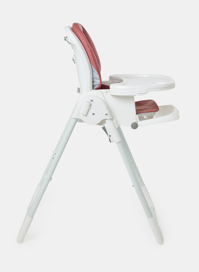 Bebi - Ultra Compact Baby Feeding High Chair Lightweight And Foldable With Multiple Recline Modes Suitable For Babies For 6 Months To 3 Years white/wine red - Image 1