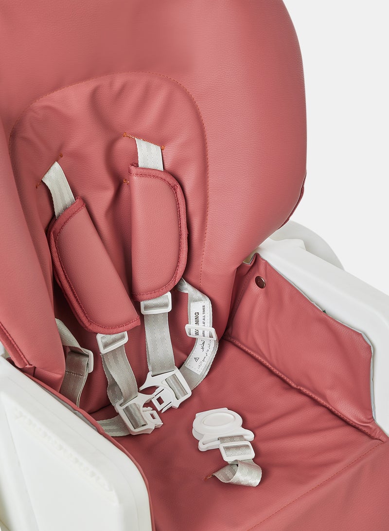 Bebi - Ultra Compact Baby Feeding High Chair Lightweight And Foldable With Multiple Recline Modes Suitable For Babies For 6 Months To 3 Years white/wine red - Image 1