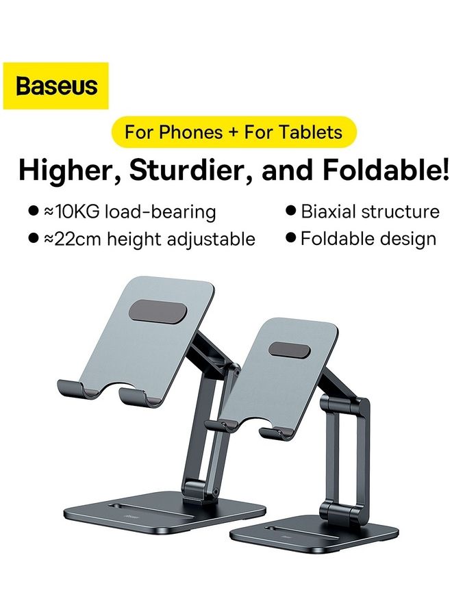 Baseus Tablet Stand Adjustable & Foldable, Premium Metal Tablet Holder for Desk, Compatible with iPad Pro/Air/Mini, Galaxy Tab, Surface Pro, Kindle Fire iPhone 14 Pro/Pro Max, Samsung Galaxy, Xiaomi, Huawei up to 13" Grey  - Image 2