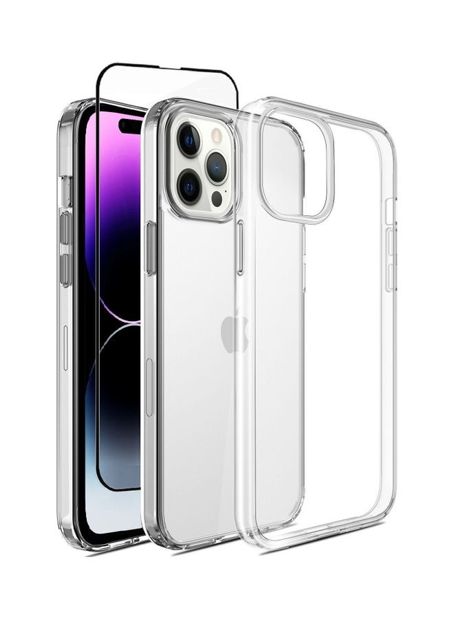 2Pack for iPhone 14 Pro Max Clear Case and Screen Protector Edge to Edge 360 Degree Front and Back Protection Shockproof Soft TPU with Anti-Scratch Tempered Glass 6.7 inch Clear