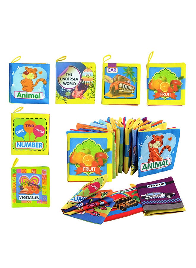 Oiuros - 6-Piece Washable And Durable Fabric Soft Cloth Book Early Education Development Toy - Assorted - Image 1