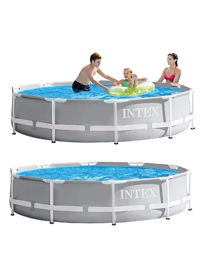 INTEX Superior Strength And Longer Durability Sturdy Circular Unisex Prism Frame Set Foldable Portable Lightweight Swimming Pool Grey Color 26700 Summer Splash Fun Water Play 305x76cm