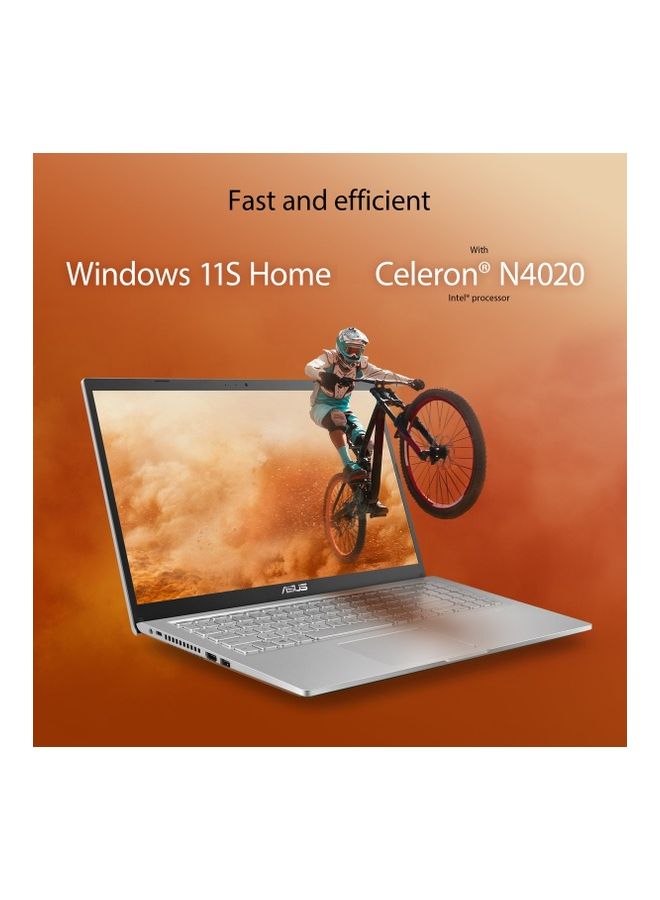 X515MA-EJ862WS Slim Laptop With 15.6-Inch Display, Celeron N4020 Processor/4GB RAM/128GB SSD/Intel UHD Graphics/Windows 11 Home English silver