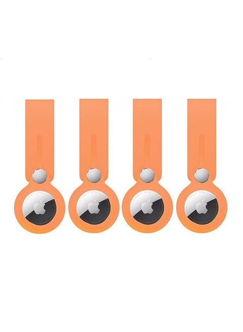 4-Piece Silicone Loop Case Cover For Apple AirTag Orange