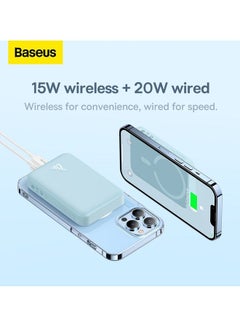 Baseus 10000 mAh MagSafe Portable Charger, Wireless Magnetic Power Bank with 20W PD Type-C Cable, Slim Compact Battery Pack for iPhone 16/16 Pro/16 Pro Max, iPhone 15/14/13/12 Series, Fast Charging MagSafe-Compatible Charger for All Wireless Devices Blue  - Image 4