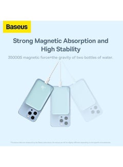 Baseus 10000 mAh MagSafe Portable Charger, Wireless Magnetic Power Bank with 20W PD Type-C Cable, Slim Compact Battery Pack for iPhone 16/16 Pro/16 Pro Max, iPhone 15/14/13/12 Series, Fast Charging MagSafe-Compatible Charger for All Wireless Devices Blue  - Image 5
