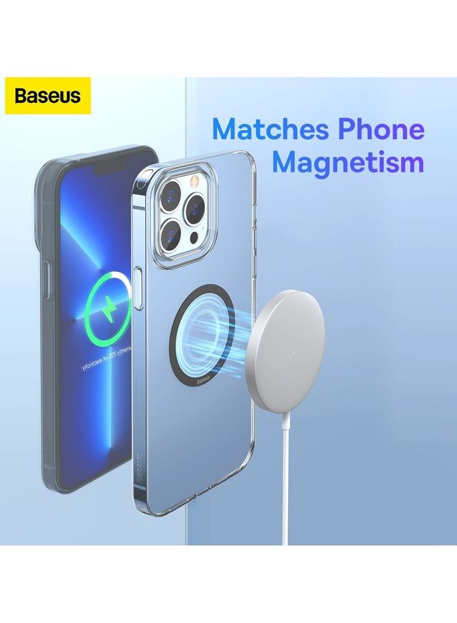 Baseus - 2 Pieces Halo Series Magnetic Metal Ring Ultra Thin Compatible with MagSafe, Qi-Enabled Devices Compatible for iPhone 14/14 Pro/13/13 Pro/13 Mini/13 Pro Max/12 and Andriod Wireless Charging Devices Black - Image 1