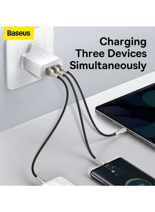 Baseus USB C Charger Plug, 30W USB Charger 3-Port Multi USB Charger Fast Charging Type C PD Power Adapter for Samsung S21, S23, S22 Ultra, S10, A13, iPhone 15/14/13/12/11 Pro Max/ XR/ 8, iPad, Google Pixel White - Image 3