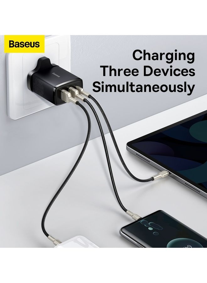 Baseus USB C Charger Plug, 30W USB Charger 3-Port Multi USB Charger Fast Charging Type C PD Power Adapter for Samsung S21, S23, S22 Ultra, S10, A13, iPhone 15/14/13/12/11 Pro Max/ XR/ 8, iPad, Google Pixel Black  - Image 3