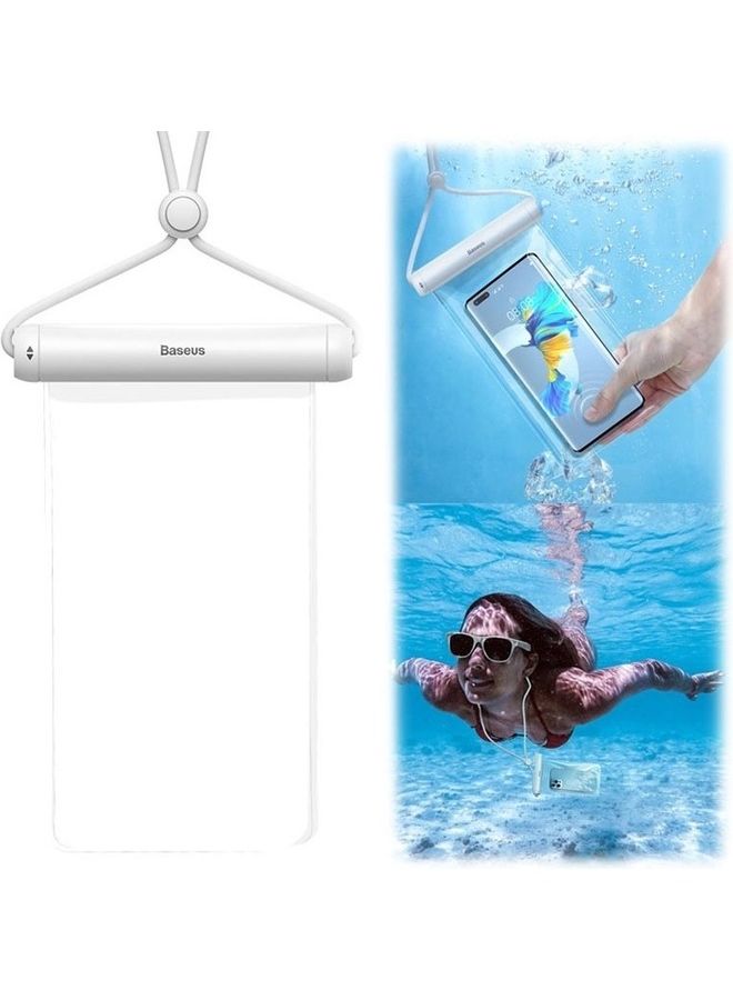 Baseus Premium Waterproof Phone Case, IPX8 Certified 30M Deep Waterproof Phone Pouch, Waterproof Cell Phone Case Fit for Phones up to 7.2" Compatible with iPhone 15 Pro Max/Plus/14/13/12/ Samsung S23/22 and More (White) White  - Image 1