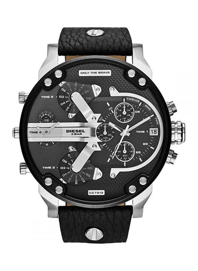 DIESEL Men's Mr. Daddy 2.0 Round Shape Leather Band Chronograph Wrist Watch 57 mm - Black - DZ7313 - Image 1
