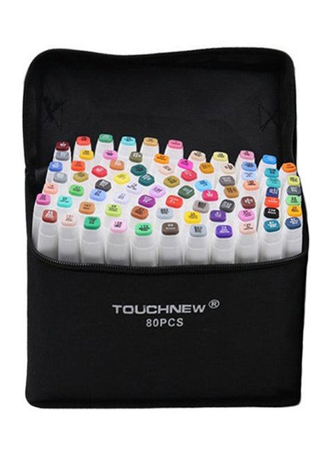 80-Piece Alcohol-Based Dual Head Art Markers Set Multicolour