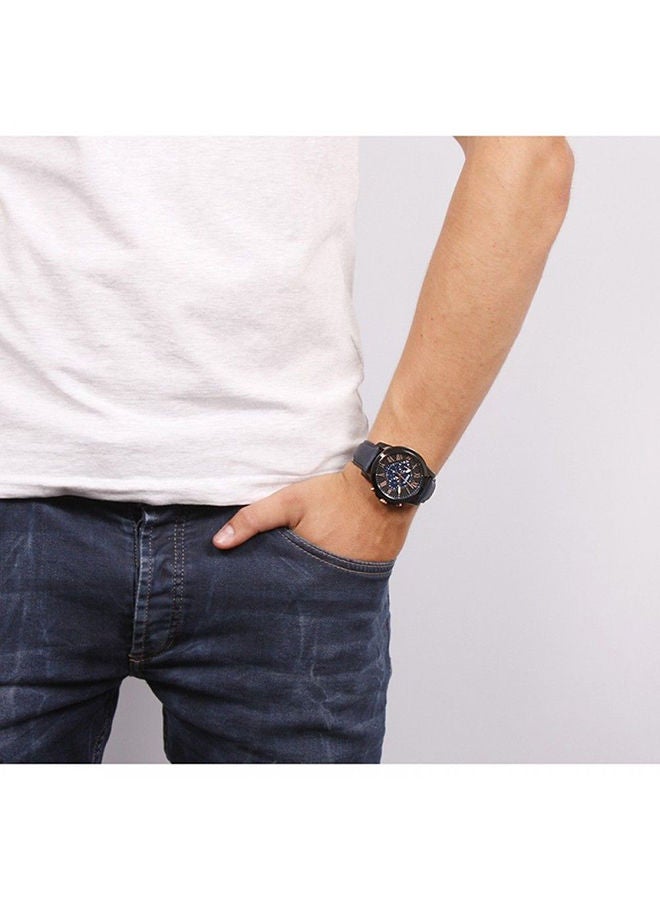 FOSSIL Men's Leather Analog Watch FS5061 - 44 mm - Navy Blue  - Image 4