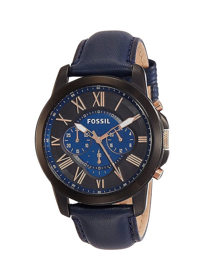 FOSSIL Men's Leather Analog Watch FS5061 - 44 mm - Navy Blue  - Image 1