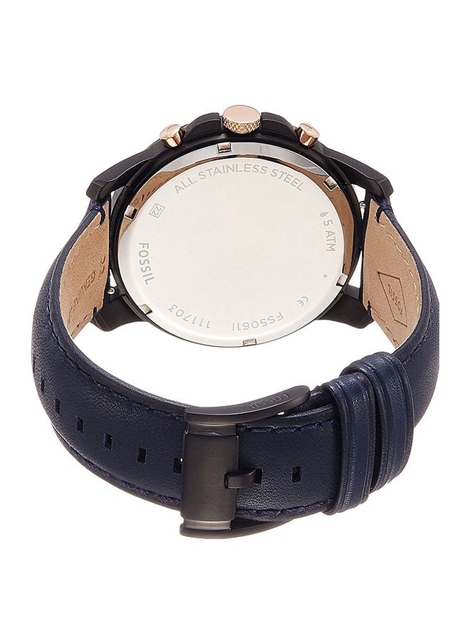 FOSSIL Men's Leather Analog Watch FS5061 - 44 mm - Navy Blue  - Image 2