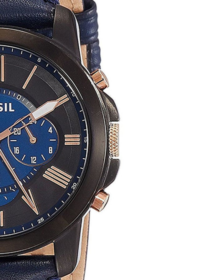 FOSSIL Men's Leather Analog Watch FS5061 - 44 mm - Navy Blue  - Image 5