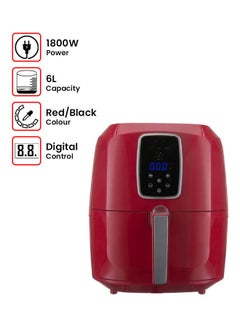 ALSAIF-ELEC Electric Healthy Air Fryer For Fry/Grill/Bake/Roast 6.0 L 1800.0 W AL7205 Red/Black  - Image 1