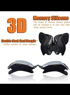 Generic Hd Waterproof Swimming Goggles And Swimming Cap With Goggles Frame Plating Black  - Image 3