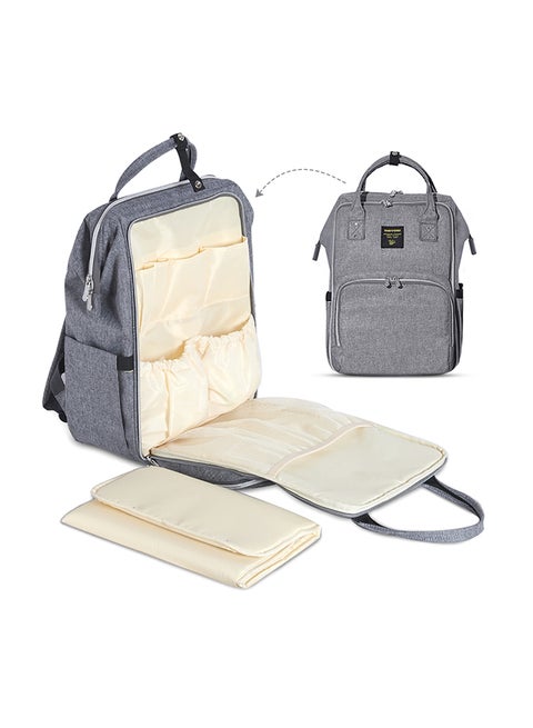 Stylish Diaper Travel Backpack XL With Stroller Straps And Changing Pad - Grey
