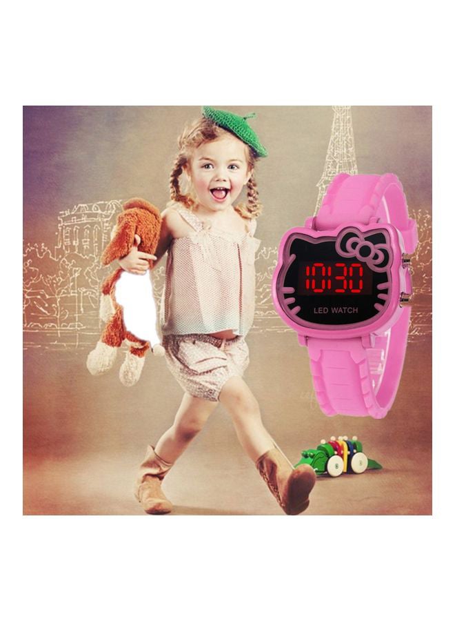 Generic - Girls' Kitty Silicone Digital Watch - 40 mm - Pink - Image 1