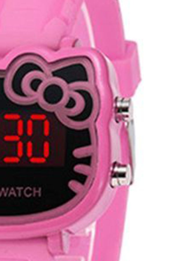 Generic - Girls' Kitty Silicone Digital Watch - 40 mm - Pink - Image 1