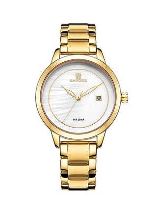 Women's Stainless Steel Strap Analog Wrist Watch NF5008 - 33 mm - Gold