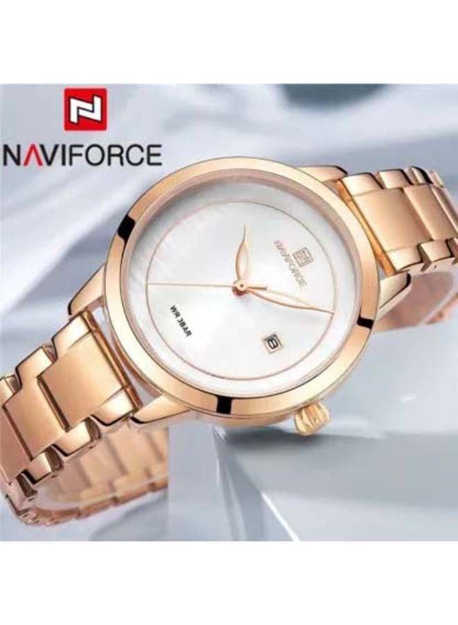 NAVIFORCE - Women's Stainless Steel Strap Analog Wrist Watch NF5008 - 33 mm - Gold - Image 1