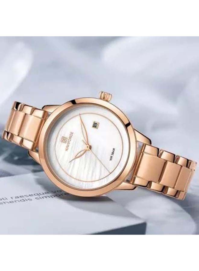 NAVIFORCE - Women's Stainless Steel Strap Analog Wrist Watch NF5008 - 33 mm - Gold - Image 1