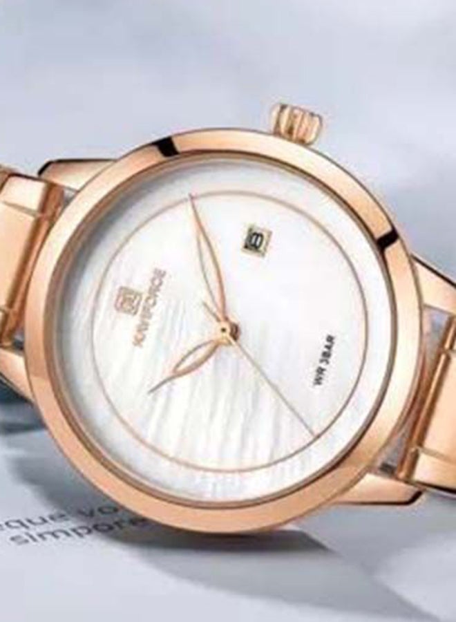 NAVIFORCE - Women's Stainless Steel Strap Analog Wrist Watch NF5008 - 33 mm - Gold - Image 1