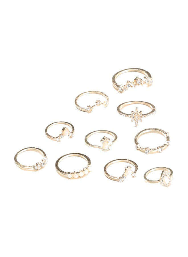Beauenty - 10-Piece Elegant Style Geometric Pattern Ring Set - Image 1