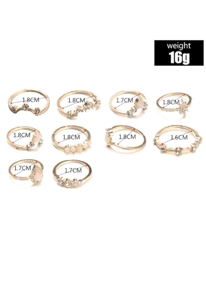 Beauenty - 10-Piece Elegant Style Geometric Pattern Ring Set - Image 1