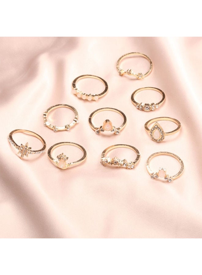Beauenty - 10-Piece Elegant Style Geometric Pattern Ring Set - Image 1