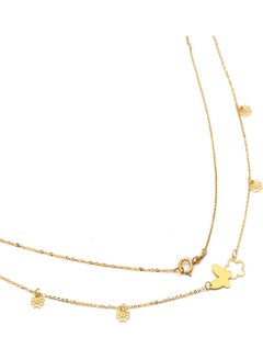 Gold Zone 18k Real Gold Butterfly and Flower Necklace  - Image 1