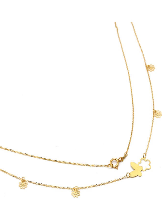 Gold Zone 18k Real Gold Butterfly and Flower Necklace  - Image 1