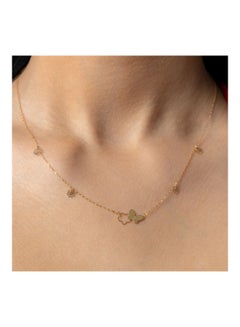 Gold Zone 18k Real Gold Butterfly and Flower Necklace  - Image 2