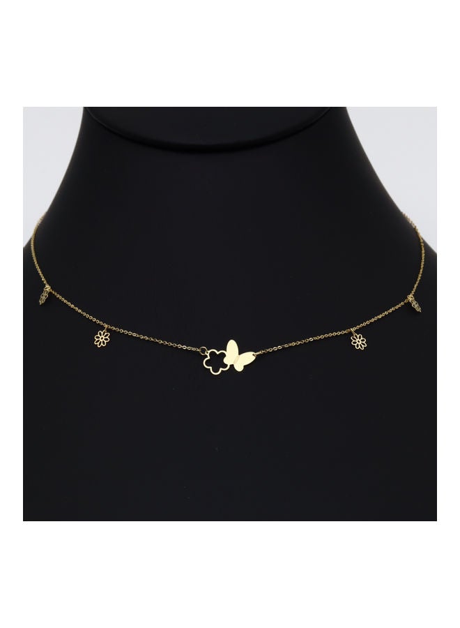 Gold Zone 18k Real Gold Butterfly and Flower Necklace  - Image 3