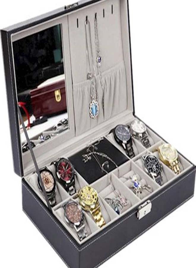 unisex Watch And Jewellery Storage Box With Mirror