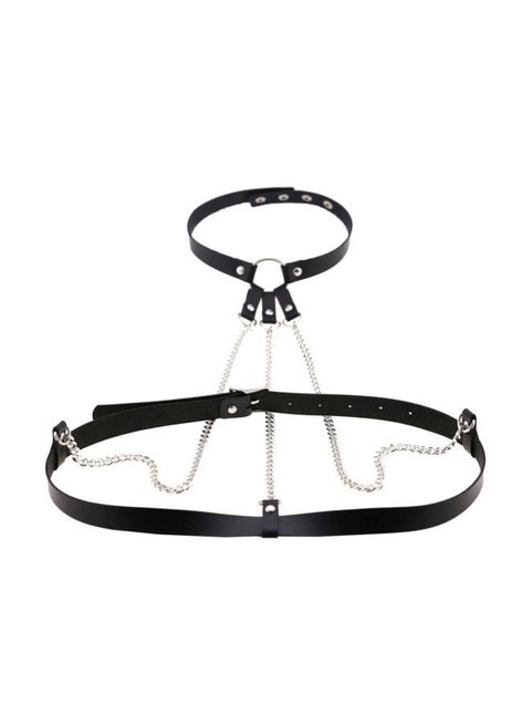 Zinc Alloy Leather Harness Belt Chain Body Necklace
