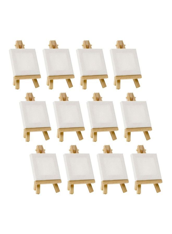 Set Of 12 Artists Mini Canvas With Easel Stand White/Beige - Image 1