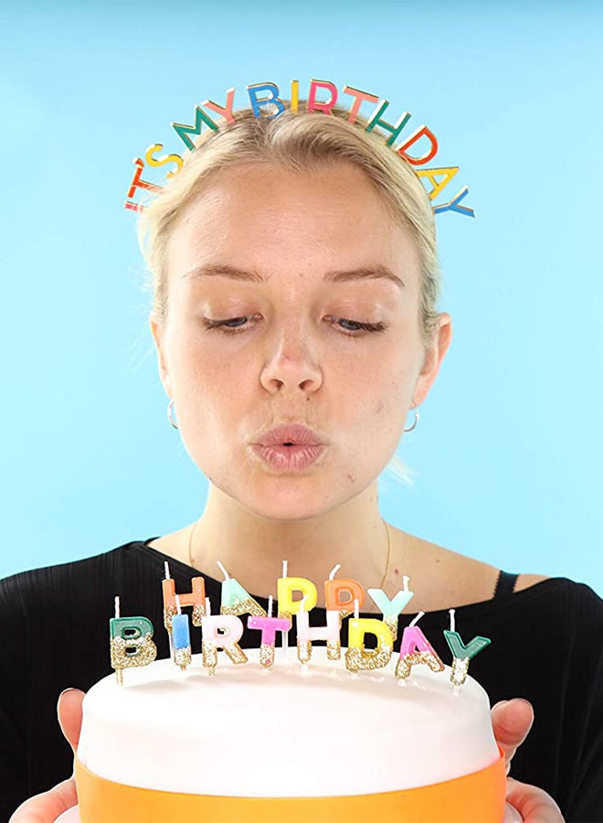 توكينج تيبلز ربطة رأس بتصميم عبارة "It's My Birthday" وألوان قوس قزح - Image 3