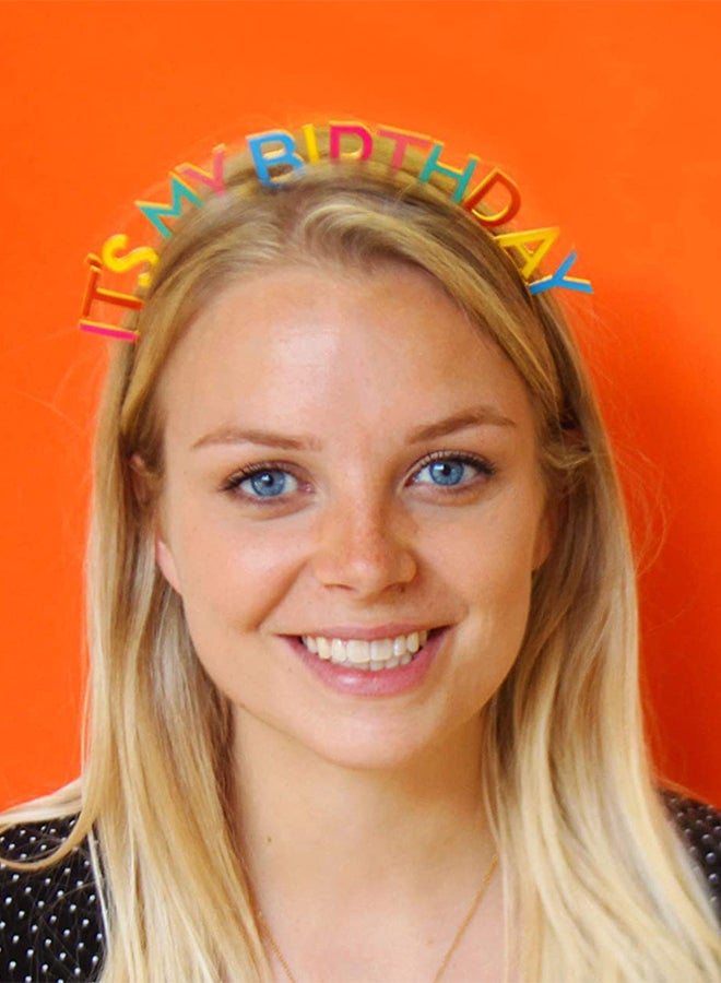 توكينج تيبلز ربطة رأس بتصميم عبارة "It's My Birthday" وألوان قوس قزح - Image 4